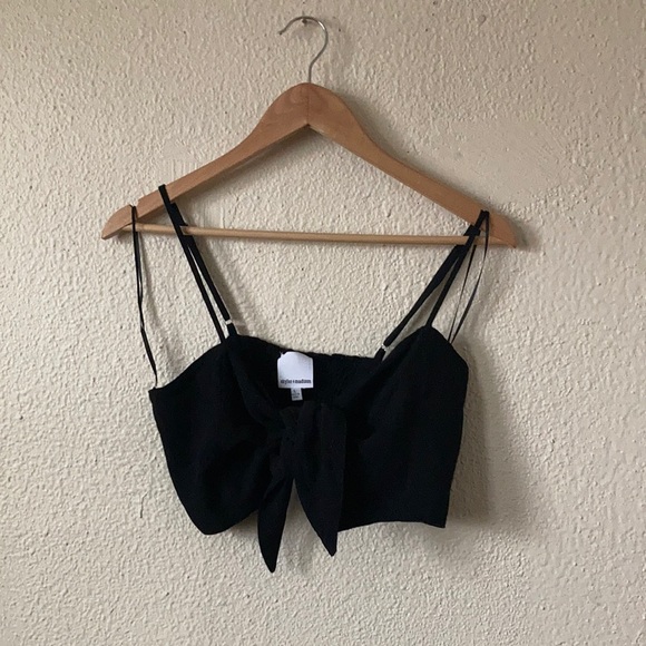Skylar + Madison Tie Front Crop Festival Tank Black Large - Picture 5 of 13
